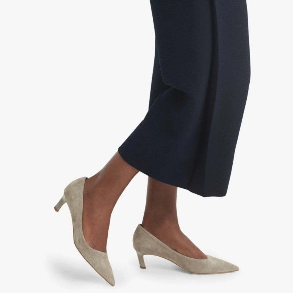 MM Lafleur Lillian Pump Grey Suede Low Kitten Heel Pointed comfortable 9.5
